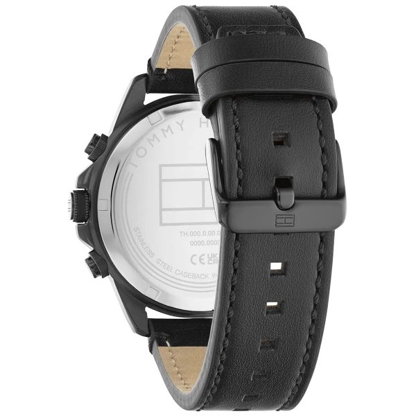 Montre homme Tommy Hilfiger Lars 46 mm réf. 1792062, cadran noir, mouvement quartz – autre angle
