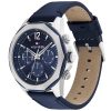 Montre homme Tommy Hilfiger Lars 46 mm réf. 1792063, cadran bleu, bracelet cuir – autre angle