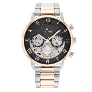Montre homme Tommy Hilfiger Legend 44 mm réf. 1710570, cadran gris, mouvement quartz – vue de face | Horlova Maroc