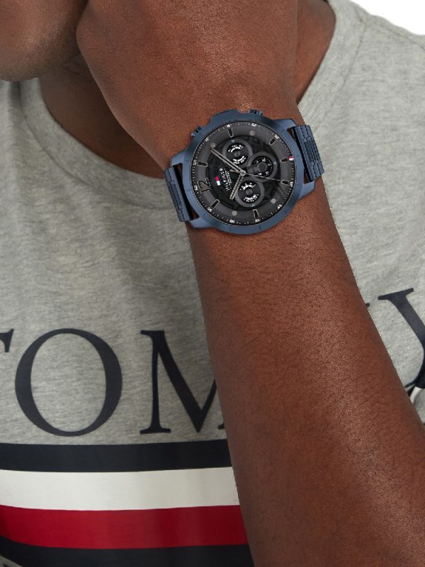 Montre homme Tommy Hilfiger Luca réf. 1710493, chronographe quartz, acier inoxydable – vue principale, Horlova Maroc