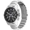 Montre homme Tommy Hilfiger Mason 44 mm réf. 1791936, cadran noir, bracelet acier – vue de trois-quarts