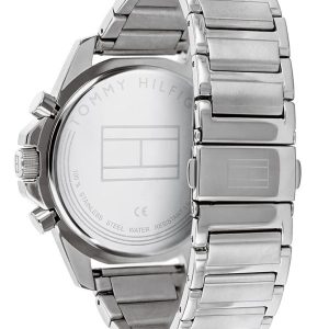 Montre homme Tommy Hilfiger Mason 45 mm réf. 1791788, cadran bleu, bracelet cuir – vue de trois-quarts