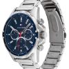 Montre homme Tommy Hilfiger Mason 45 mm réf. 1791788, cadran bleu, bracelet cuir – autre angle