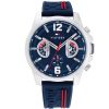 Montre homme Tommy Hilfiger Navy 46 mm réf. 1710635, cadran bleu marine, mouvement quartz – vue de face | Horlova Maroc