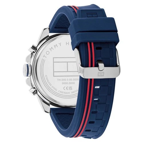 Montre homme Tommy Hilfiger Navy 46 mm réf. 1710635, cadran bleu marine, mouvement quartz – autre angle