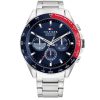 Montre homme Tommy Hilfiger Owen 46 mm réf. 1791968, cadran bleu, bracelet acier – vue de face | Horlova Maroc