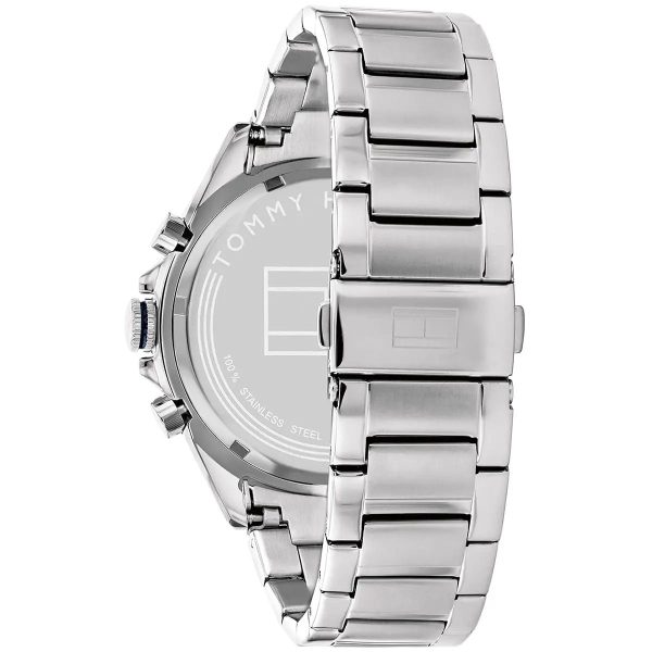 Montre homme Tommy Hilfiger Owen 46 mm réf. 1791968, cadran bleu, bracelet acier – autre angle