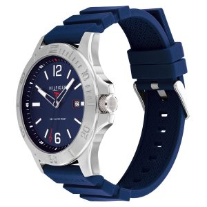 Montre homme Tommy Hilfiger Ryan réf. 1791991, mouvement quartz, boîtier 46 mm, silicone – vue principale, Horlova Maroc