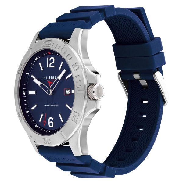 Montre homme Tommy Hilfiger Ryan réf. 1791991, mouvement quartz, boîtier 46 mm, silicone – vue principale, Horlova Maroc