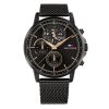 Montre homme Tommy Hilfiger Stewart 44 mm réf. 1710610, cadran noir, mouvement quartz – vue de face | Horlova Maroc