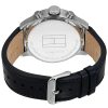 Montre homme Tommy Hilfiger Trent 46 mm réf. 1791050, cadran noir, bracelet cuir – vue de trois-quarts