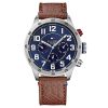 Montre homme Tommy Hilfiger Trent 46 mm réf. 1791066, cadran bleu, bracelet cuir, mouvement quartz – vue de face | Horlova Maroc