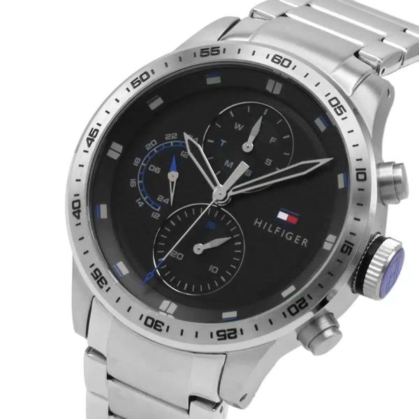 Montre homme Tommy Hilfiger Trent réf. 1791805, chronographe quartz, boîtier 46 mm, acier inoxydable – vue principale, Horlova Maroc