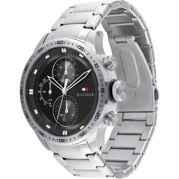 Montre homme Tommy Hilfiger Trent réf. 1791805, chronographe quartz, boîtier 46 mm, acier inoxydable, étanche 50 m – troisième vue