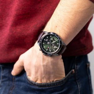 Montre homme Tommy Hilfiger Vintage réf. 1792017, chronographe quartz, boîtier 44 mm, cuir – vue principale, Horlova Maroc