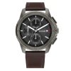 Montre homme Tommy Hilfiger Walker 44 mm réf. 1710623, cadran gris, mouvement quartz – vue de face | Horlova Maroc