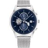 Montre homme Tommy Hilfiger Weston 44 mm réf. 1710504, cadran bleu, bracelet acier, mouvement quartz – vue de face | Horlova Maroc