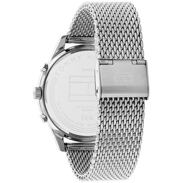 Montre homme Tommy Hilfiger Weston 44 mm réf. 1710504, cadran bleu, bracelet acier – autre angle
