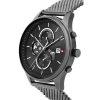 Montre homme Tommy Hilfiger Weston 44 mm réf. 1710506, cadran noir, bracelet acier – vue rapprochée