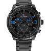 Montre homme Tommy Hilfiger Wild 50 mm réf. 1792070, cadran noir, bracelet acier, mouvement quartz – vue de face | Horlova Maroc