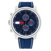 Montre homme Tommy Hilfiger Wynwood 50 mm réf. 1710582, cadran bleu, mouvement quartz – vue de face | Horlova Maroc