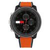 Montre homme Tommy Hilfiger Wynwood 50 mm réf. 1710583, cadran noir, mouvement quartz – vue de face | Horlova Maroc