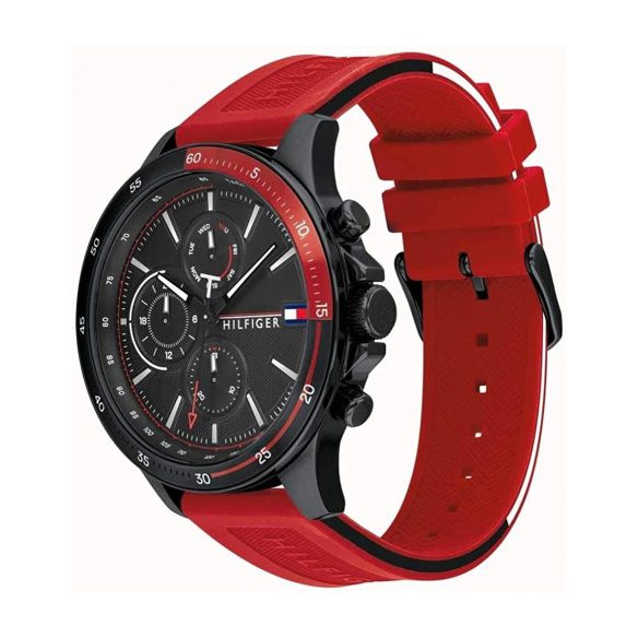 Montre homme Tommy Hilfiger Yacht réf. 1791722, bracelet silicone, mouvement quartz chronographe – autre angle