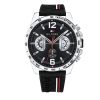 Montre homme Tommy Hilfiger Yacht 46 mm réf. 1791473, cadran noir, bracelet silicone, mouvement quartz – vue de face | Horlova Maroc