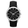 Montre mixte Burberry Check 42 mm réf. BU9356, cadran noir, mouvement quartz chronographe – vue de face | Horlova Maroc