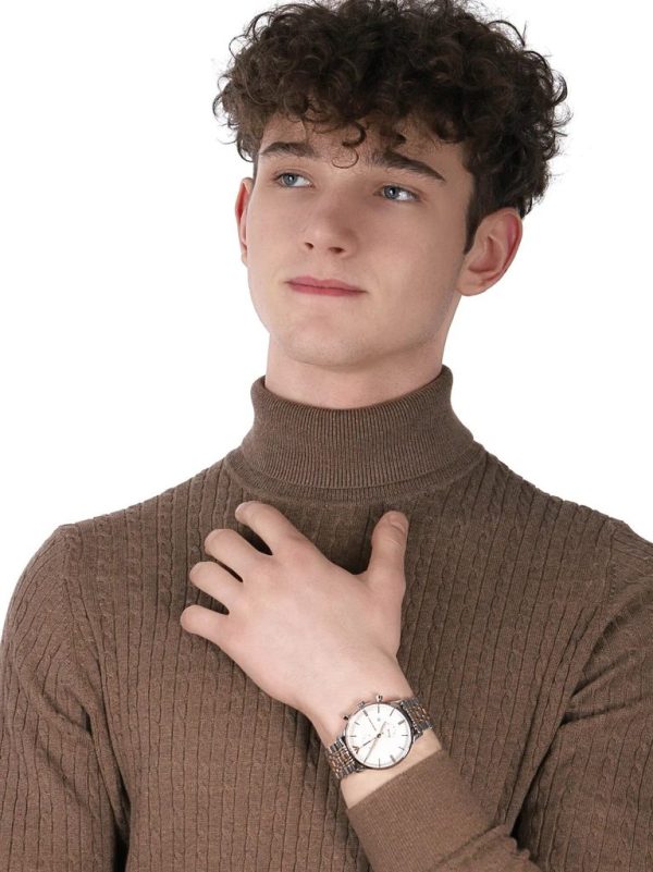 Montre mixte Emporio Armani réf. AR0399, mouvement quartz, boîtier 43 mm, acier inoxydable, cuir – vue principale, Horlova Maroc
