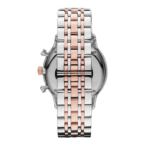 Montre mixte Emporio Armani réf. AR0399, mouvement quartz, boîtier 43 mm, acier inoxydable, cuir, verre saphir – troisième vue