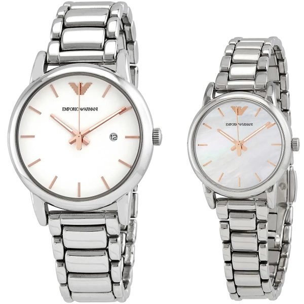 Montre mixte Emporio Armani Ontre 41 mm réf. AR90000, cadran blanc, mouvement quartz – vue de trois-quarts