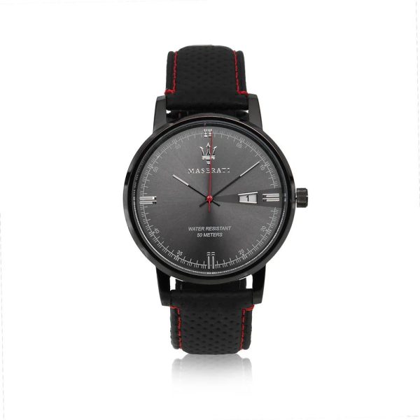 Montre mixte Maserati Eleganza réf. R8851130001, mouvement quartz, boîtier 42 mm, acier inoxydable, cuir – vue principale, Horlova Maroc