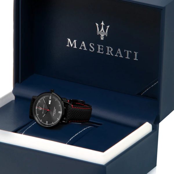Montre mixte Maserati Eleganza réf. R8851130001, mouvement quartz, boîtier 42 mm, acier inoxydable, cuir, verre minéral – troisième vue