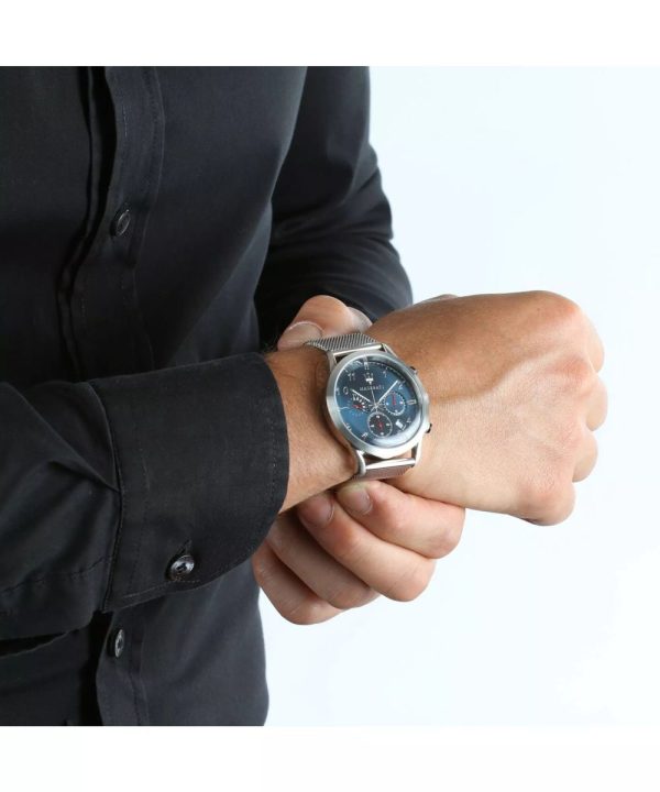 Montre mixte Maserati Ricordo réf. R8873625003, chronographe quartz, boîtier 42 mm, acier inoxydable, maille milanaise – deuxième vue