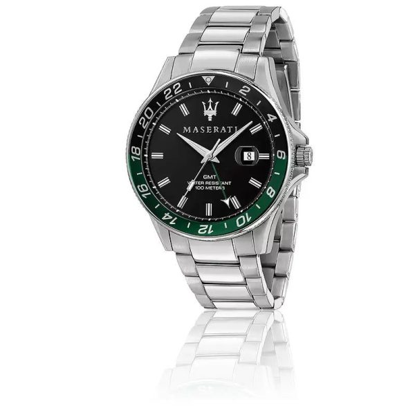 Montre mixte Maserati Sfida réf. R8853140005, chronographe quartz, boîtier 44 mm, acier inoxydable – vue principale, Horlova Maroc