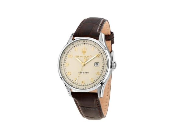 Montre mixte Maserati Sorpasso réf. R8851124004, chronographe quartz, boîtier 42 mm, acier inoxydable, cuir – vue principale, Horlova Maroc