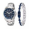 Montre mixte Maserati Successo réf. R8851121016, chronographe quartz, boîtier 44 mm, acier inoxydable – vue principale, Horlova Maroc