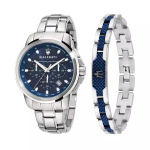 Montre mixte Maserati Successo réf. R8851121016, chronographe quartz, boîtier 44 mm, acier inoxydable – vue principale, Horlova Maroc
