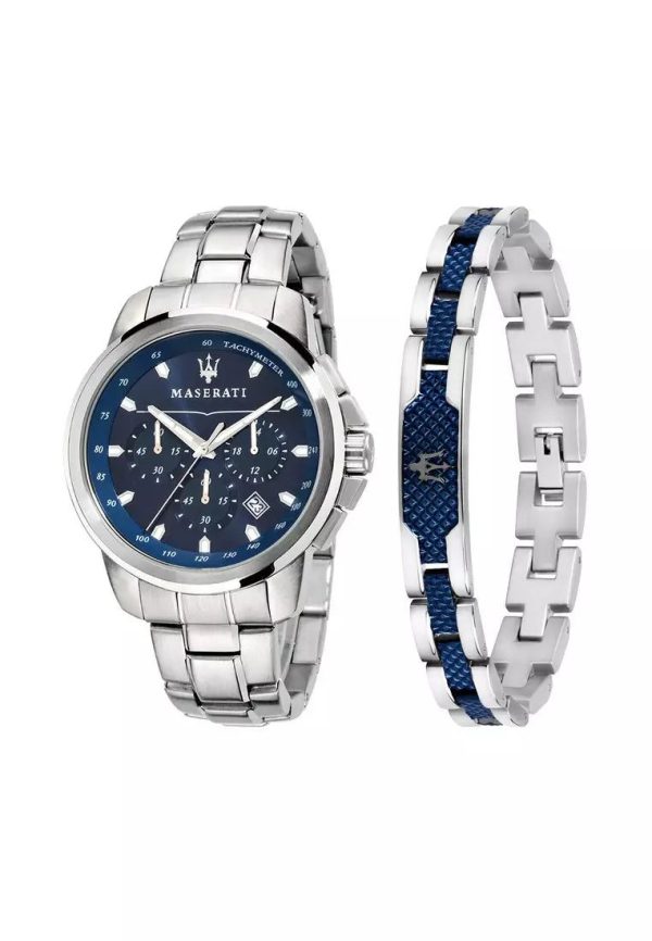 Montre mixte Maserati Successo réf. R8851121016, chronographe quartz, boîtier 44 mm, acier inoxydable – vue principale, Horlova Maroc