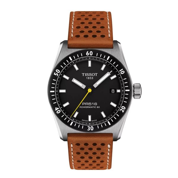 Montre mixte Tissot réf. T1494071605100, mouvement automatique, boîtier 38 mm, acier inoxydable, cuir – vue principale, Horlova Maroc