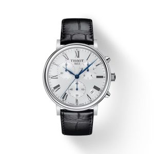 Montre mixte Tissot Carson Premium réf. T1224171603300, chronographe quartz, acier inoxydable, cuir – vue principale, Horlova Maroc