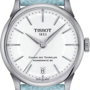 Montre mixte Tissot Chemin réf. T1392071601100, mouvement automatique, boîtier 34 mm, acier inoxydable, cuir – vue principale, Horlova Maroc