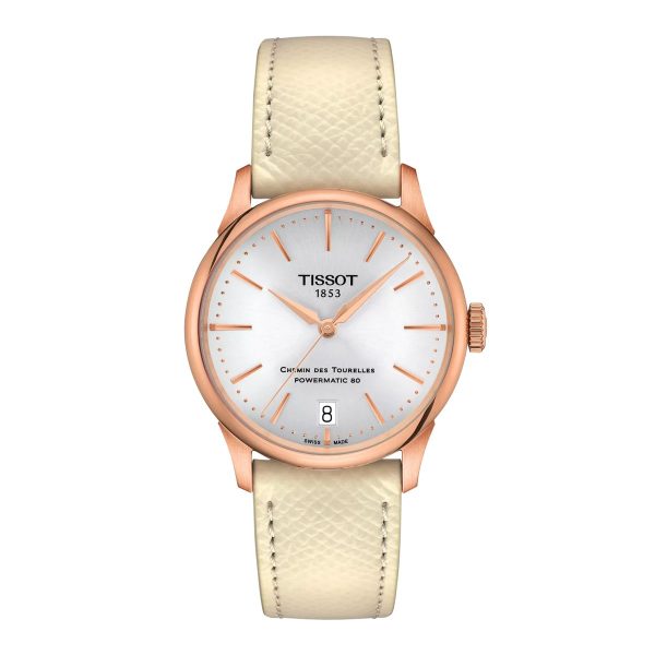 Montre mixte Tissot Chemin réf. T1392073603100, mouvement automatique, boîtier 34 mm, acier inoxydable, cuir – vue principale, Horlova Maroc