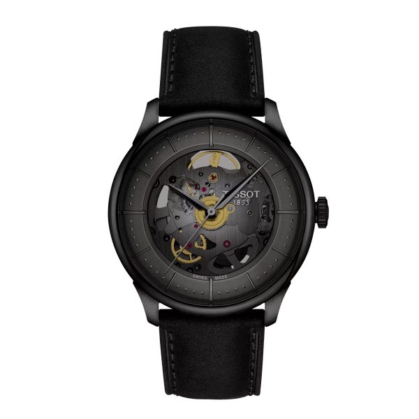 Montre mixte Tissot Chemin réf. T1398363644100, mouvement automatique, boîtier 39 mm, acier inoxydable, cuir – vue principale, Horlova Maroc