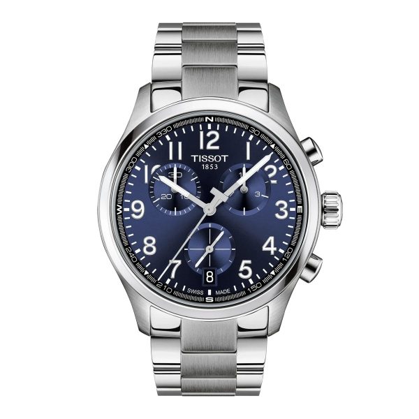 Montre mixte Tissot Chrono réf. T1164171104200, chronographe quartz, boîtier 42 mm, acier inoxydable – vue principale, Horlova Maroc