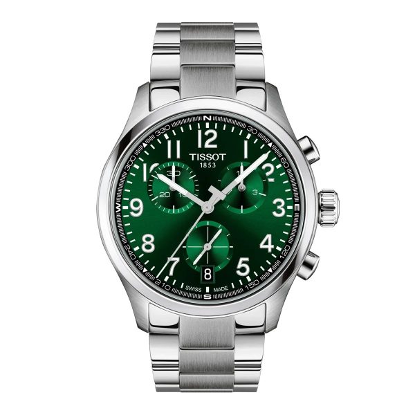 Montre mixte Tissot Chrono réf. T1164171109200, chronographe quartz, boîtier 42 mm, acier inoxydable – vue principale, Horlova Maroc