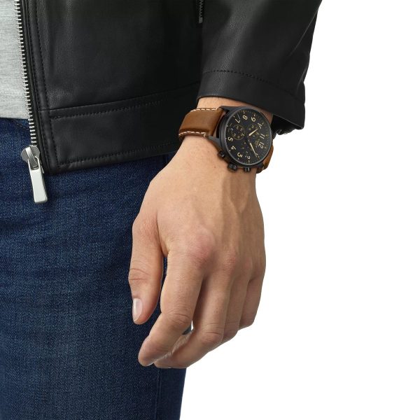 Montre mixte Tissot Chrono XL réf. T1166173605203, chronographe quartz, boîtier 45 mm, acier inoxydable, cuir, verre saphir – deuxième vue