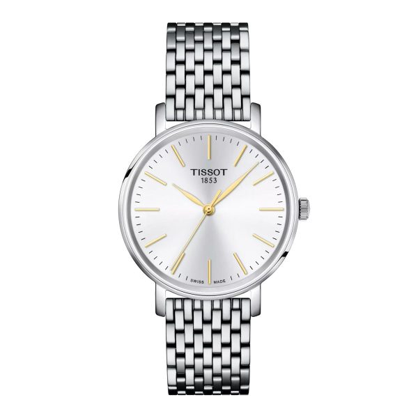 Montre mixte Tissot Everytime réf. T1432101101101, mouvement quartz, boîtier 34 mm, acier inoxydable – vue principale, Horlova Maroc
