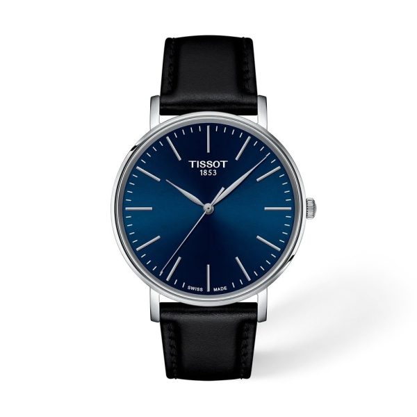 Montre mixte Tissot Everytime réf. T1434101604100, mouvement quartz, boîtier 40 mm, acier inoxydable, cuir – vue principale, Horlova Maroc